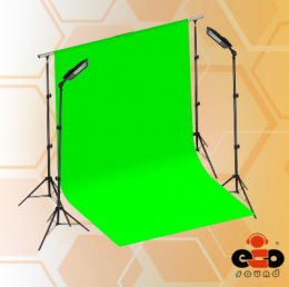 KIT CHROMA KEY 4,0x3,0M COM TECIDO VERDE + 2 REFLETORES