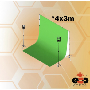 KIT CHROMA KEY 4,0x3,0M COM TECIDO VERDE + 2 REFLETORES