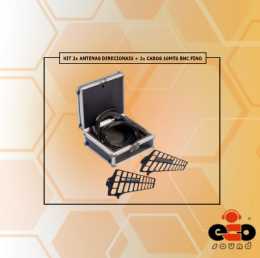 KIT 2x ANTENAS DIRECIONAIS + 2x CABOS 10MTS BNC FINO+ CASE